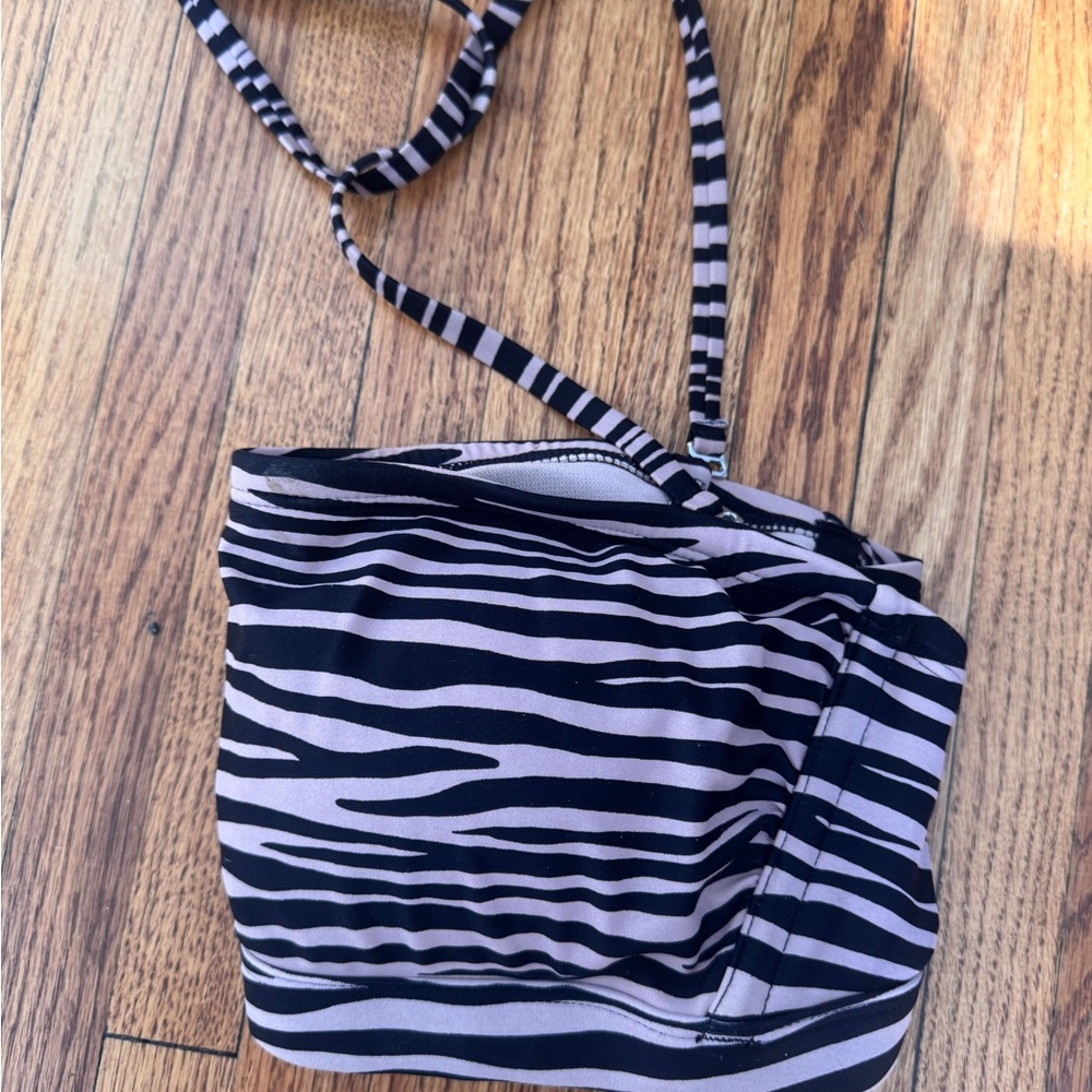 Kona Sol Zebra Print Bandeau Bikini Top with Strap - Picture 4 of 5